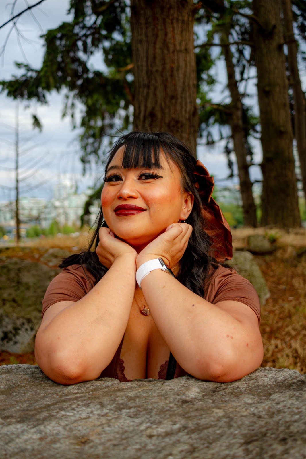 Illustrative stock photo of a Filipina woman in a wooded setting